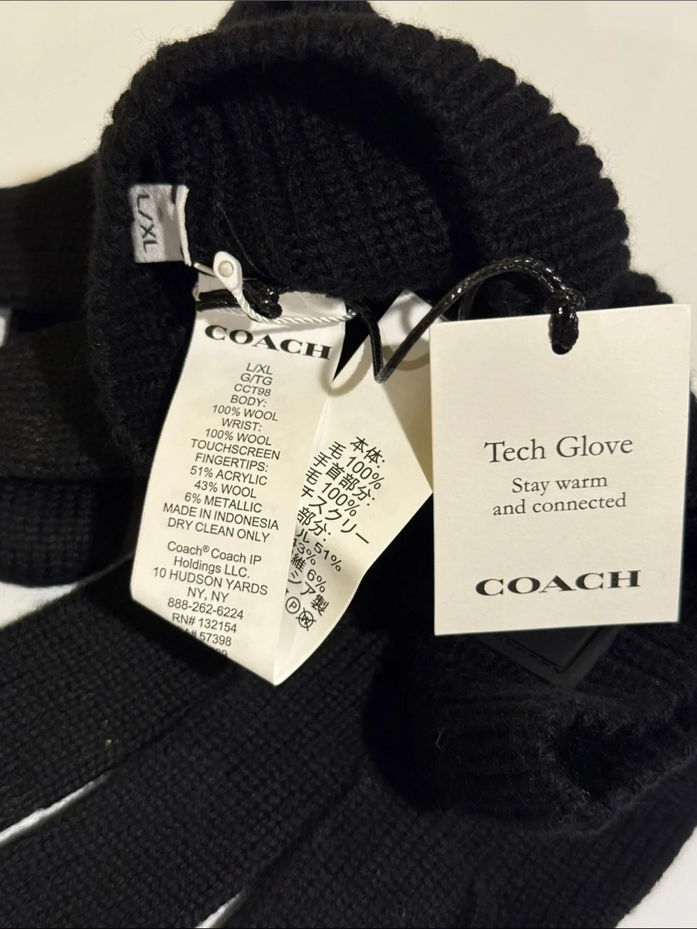 Coach Black Tech Knit gloves.